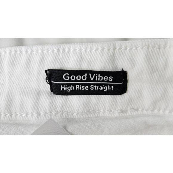 Sanctuary Denim Women's White High Rise Straight Jeans with Raw Hem Size 31 - Picture 4 of 11